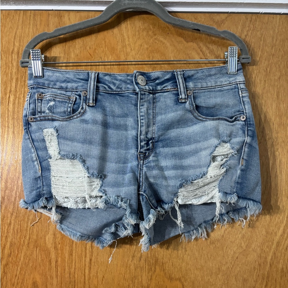 American Eagle Outfitters Blue Distressed Jean Shorts